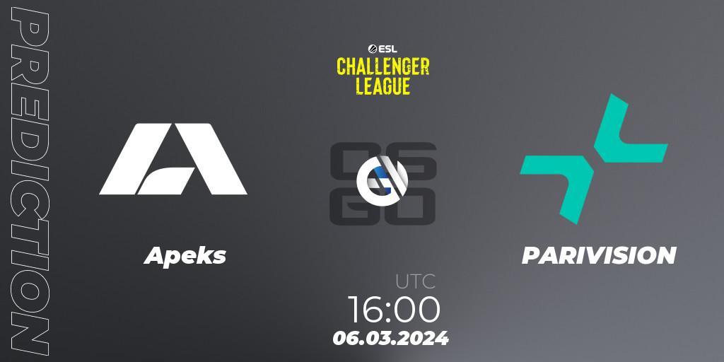 Prognoza Apeks - PARIVISION. 06.03.24, CS2 (CS:GO), ESL Challenger League Season 47: Europe