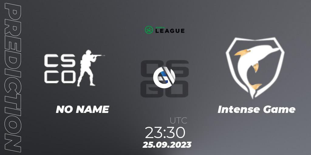 Prognoza NO NAME - Intense Game. 26.09.2023 at 23:30, Counter-Strike (CS2), ESEA Season 46: Open Division - South America