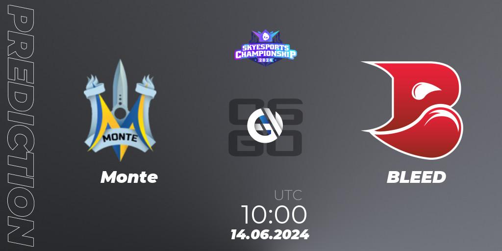 Prognoza Monte - BLEED. 14.06.2024 at 10:00, Counter-Strike (CS2), Skyesports Championship 2024: European Qualifier