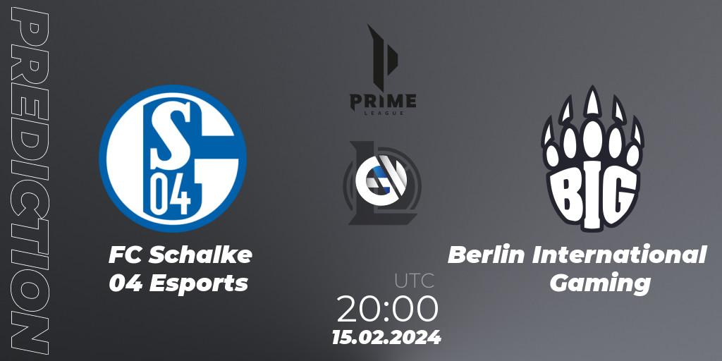 Prognoza FC Schalke 04 Esports - Berlin International Gaming. 17.01.2024 at 18:00, LoL, Prime League Spring 2024 - Group Stage