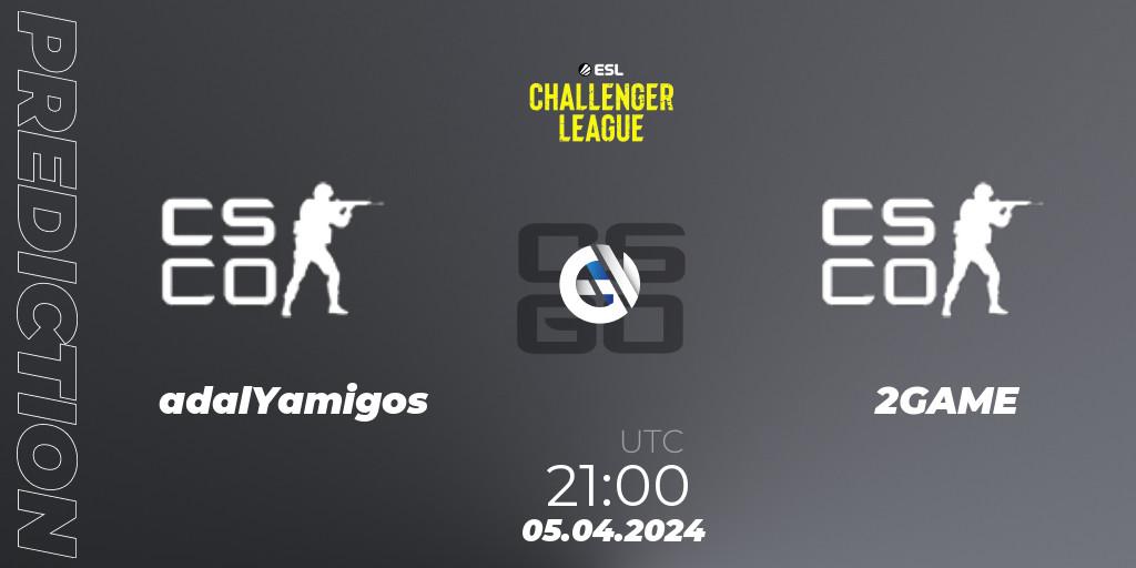 Prognoza adalYamigos - 2GAME. 05.04.2024 at 21:00, Counter-Strike (CS2), ESL Challenger League Season 47: South America