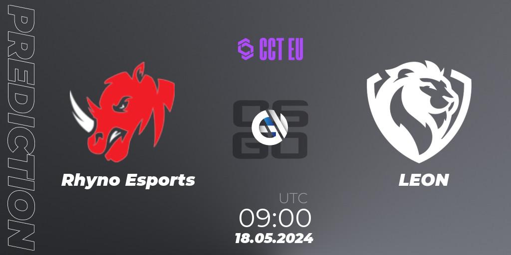 Prognoza Rhyno Esports - LEON. 18.05.2024 at 09:00, Counter-Strike (CS2), CCT Season 2 Europe Series 4 Closed Qualifier