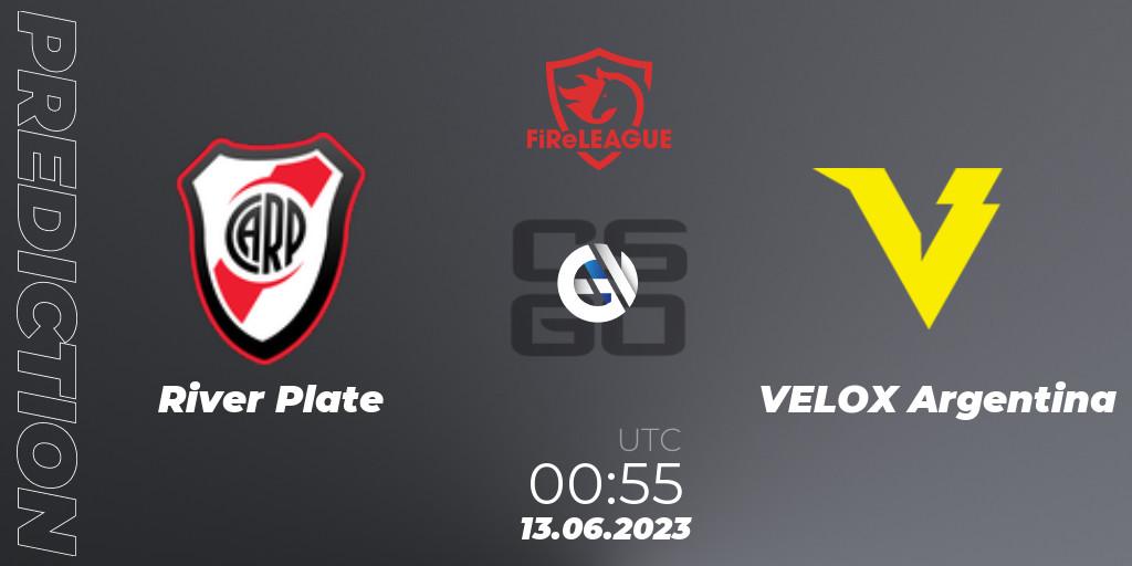 Prognoza River Plate - VELOX Argentina. 13.06.2023 at 00:55, Counter-Strike (CS2), FiReLEAGUE Argentina 2023: Closed Qualifier