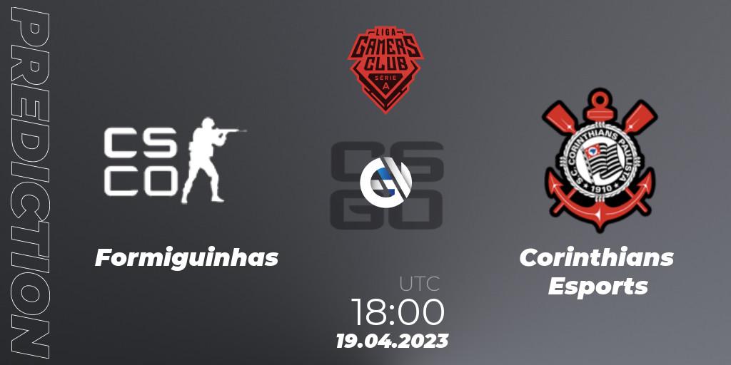 Prognoza Formiguinhas - Corinthians Esports. 19.04.2023 at 18:00, Counter-Strike (CS2), Gamers Club Liga Série A: April 2023