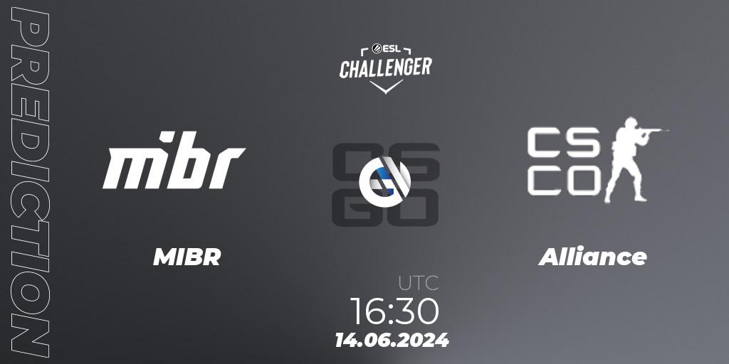 Prognoza MIBR - Alliance. 14.06.2024 at 17:00, Counter-Strike (CS2), ESL Challenger Jönköping 2024
