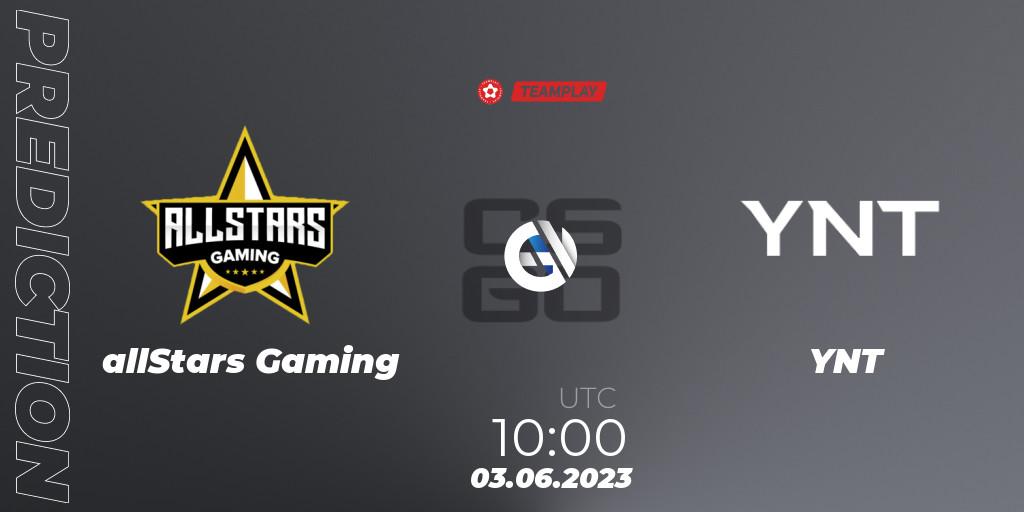 Prognoza allStars Gaming - YNT. 03.06.23, CS2 (CS:GO), LEON x TEAMPLAY Season 1: Closed Qualifier