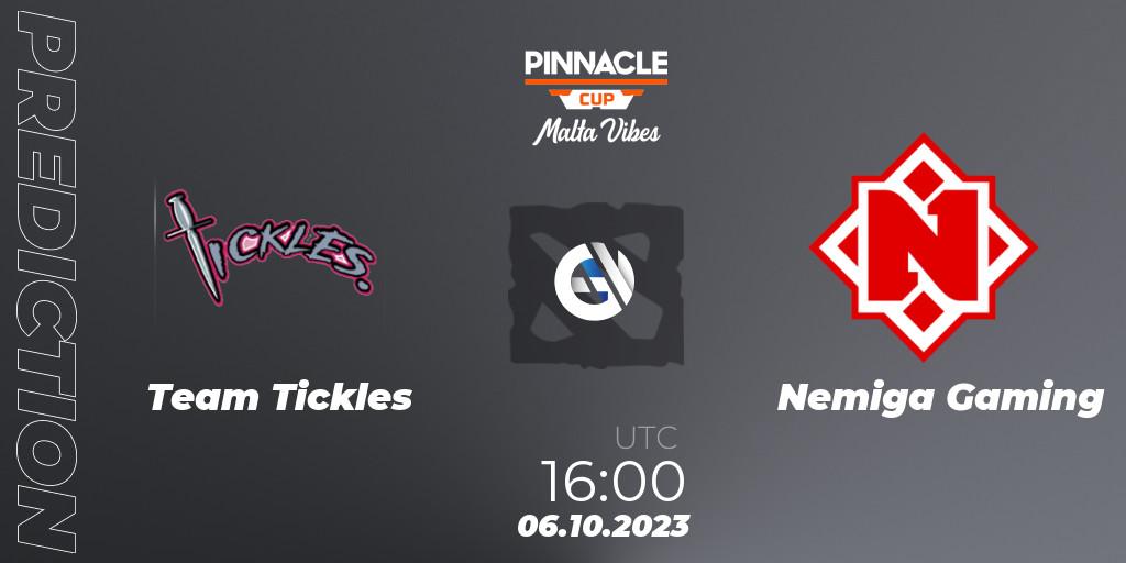 Prognoza Team Tickles - Nemiga Gaming. 06.10.23, Dota 2, Pinnacle Cup: Malta Vibes #4