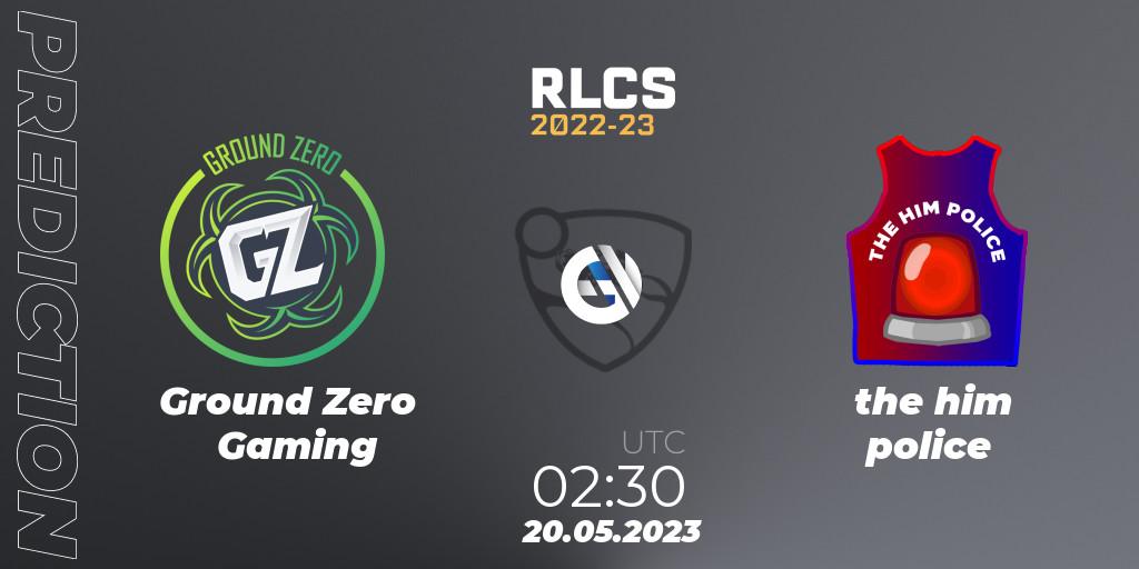 Prognoza Ground Zero Gaming - the him police. 20.05.2023 at 02:30, Rocket League, RLCS 2022-23 - Spring: Oceania Regional 2 - Spring Cup