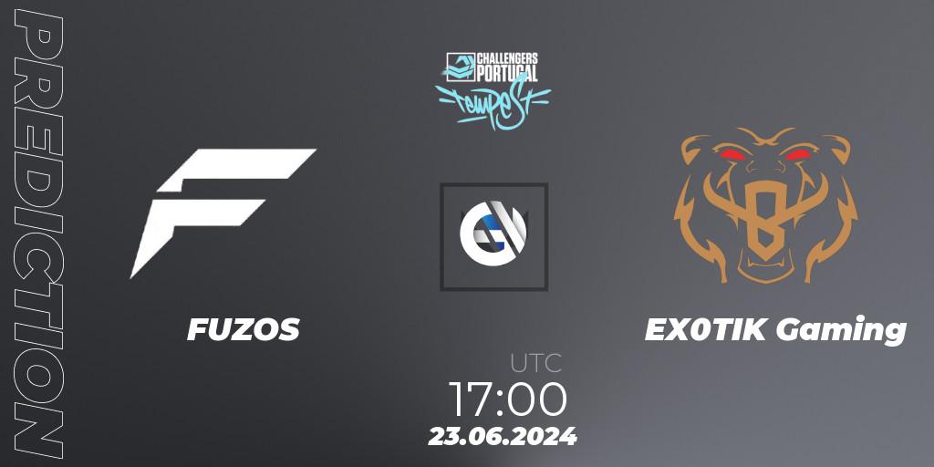 Prognoza FUZOS - EX0TIK Gaming. 23.06.2024 at 16:00, VALORANT, VALORANT Challengers 2024 Portugal: Tempest Split 2