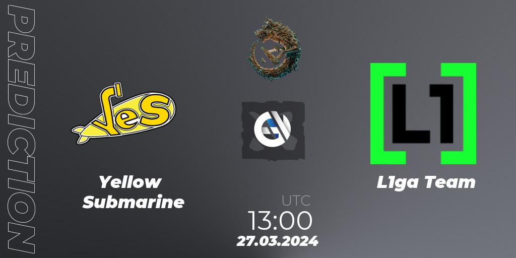 Prognoza Yellow Submarine - L1ga Team. 27.03.2024 at 13:40, Dota 2, PGL Wallachia Season 1: Eastern Europe Closed Qualifier