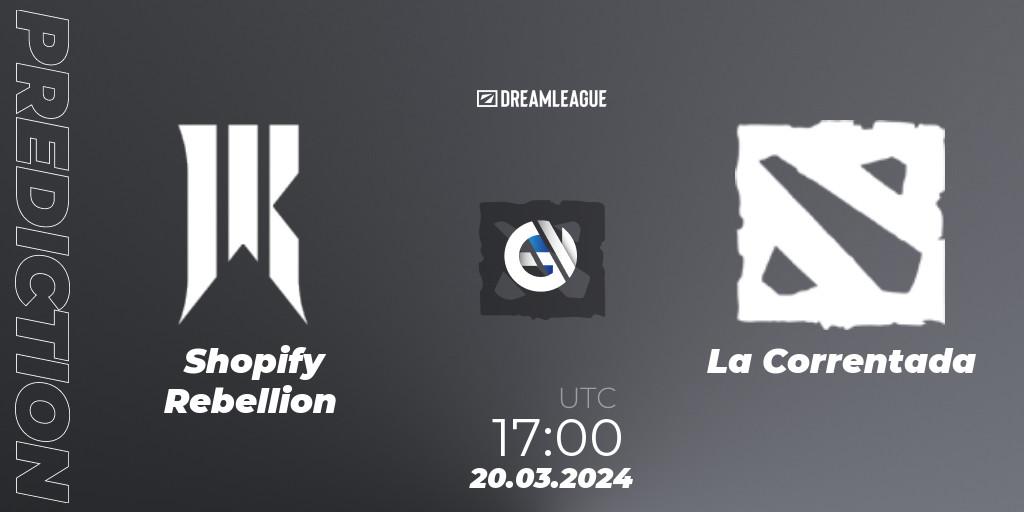 Prognoza Shopify Rebellion - La Correntada. 20.03.24, Dota 2, DreamLeague Season 23: North America Closed Qualifier