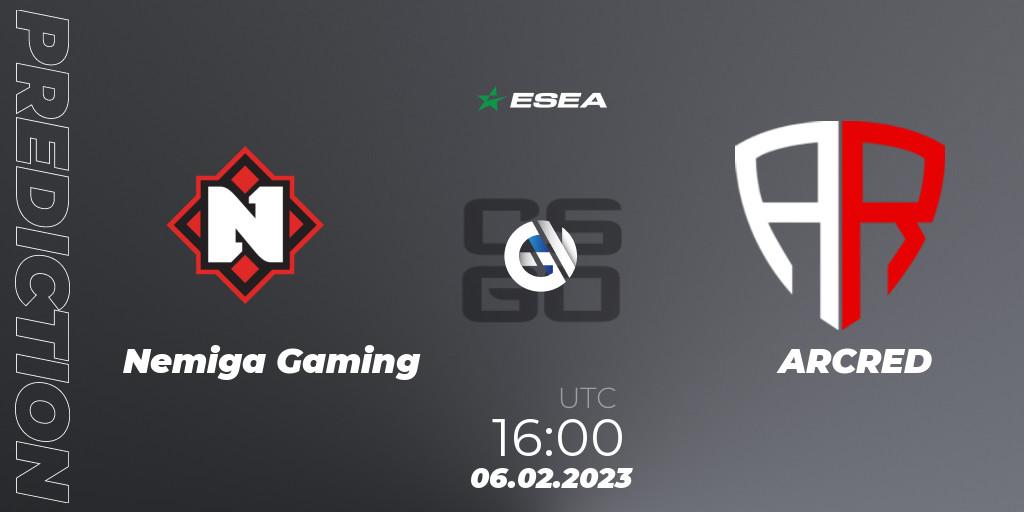 Prognoza Nemiga Gaming - ARCRED. 06.02.23, CS2 (CS:GO), ESEA Season 44: Advanced Division - Europe