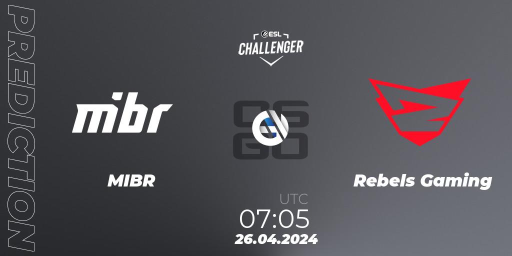 Prognoza MIBR - Rebels Gaming. 26.04.2024 at 07:40, Counter-Strike (CS2), ESL Challenger April 2024