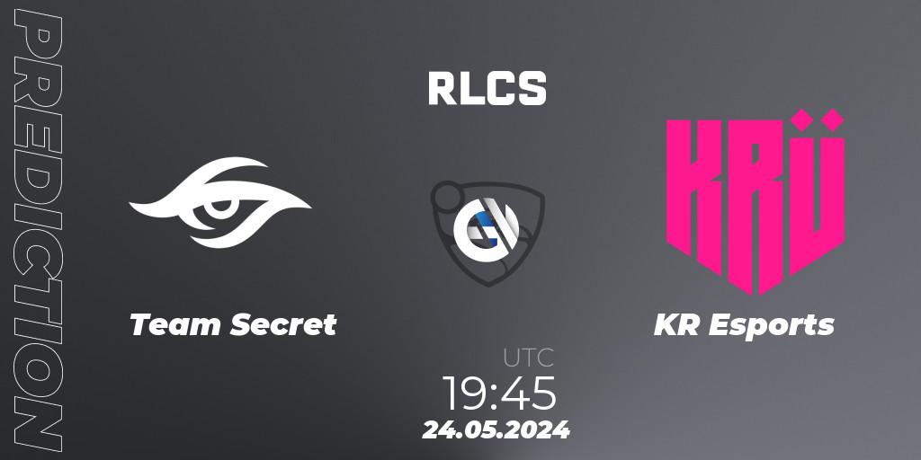 Prognoza Team Secret - KRÜ Esports. 25.05.2024 at 22:00, Rocket League, RLCS 2024 - Major 2: SAM Open Qualifier 6