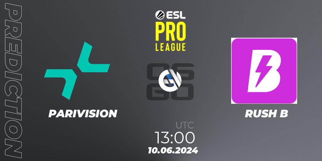 Prognoza PARIVISION - RUSH B. 10.06.2024 at 13:00, Counter-Strike (CS2), ESL Pro League Season 20: European Conference