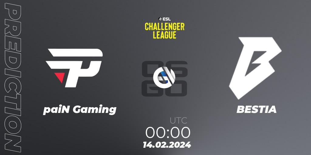 Prognoza paiN Gaming - BESTIA. 14.02.2024 at 00:00, Counter-Strike (CS2), ESL Challenger League Season 47: South America