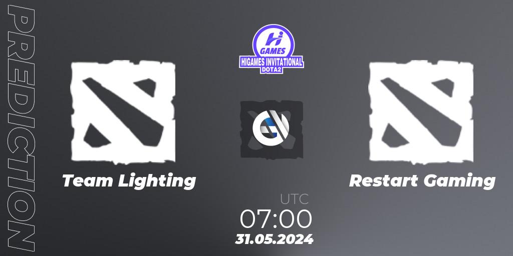 Prognoza Team Lighting - Restart Gaming. 31.05.2024 at 06:00, Dota 2, HiGames Invitational