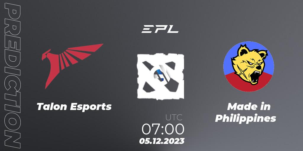 Prognoza Talon Esports - Made in Philippines. 05.12.2023 at 07:05, Dota 2, EPL World Series: Southeast Asia Season 1