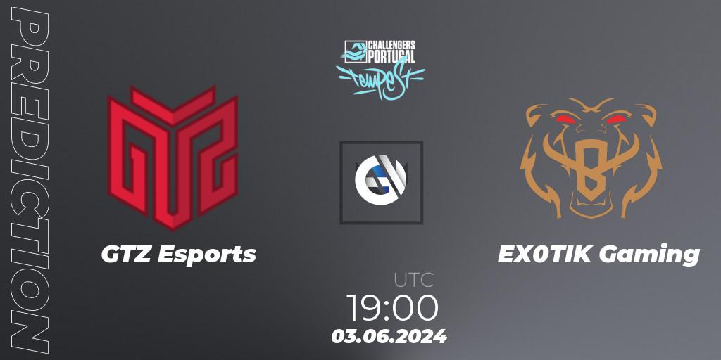 Prognoza GTZ Esports - EX0TIK Gaming. 03.06.2024 at 18:00, VALORANT, VALORANT Challengers 2024 Portugal: Tempest Split 2