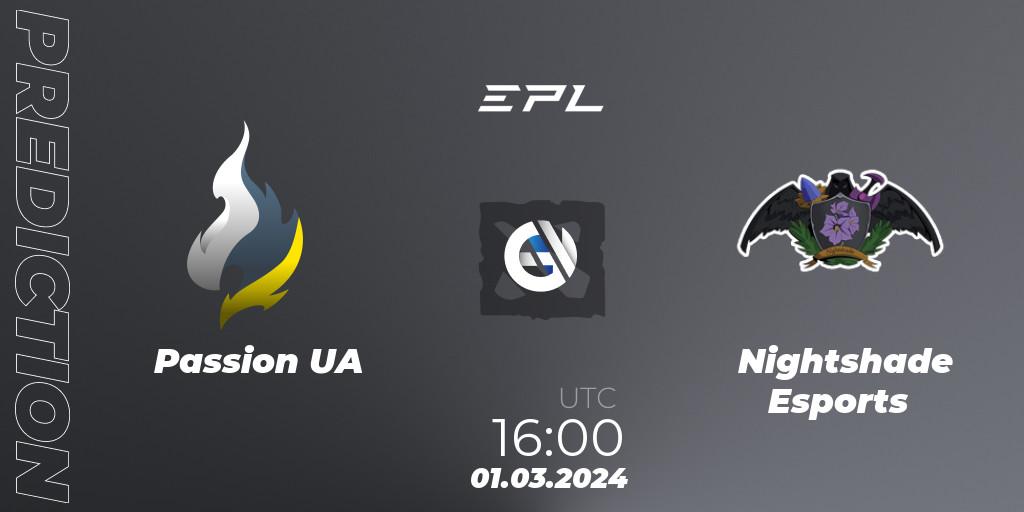 Prognoza Passion UA - Nightshade Esports. 01.03.2024 at 16:02, Dota 2, European Pro League Season 17: Division 2