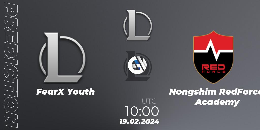 Prognoza FearX Youth - Nongshim RedForce Academy. 19.02.2024 at 10:00, LoL, LCK Challengers League 2024 Spring - Group Stage
