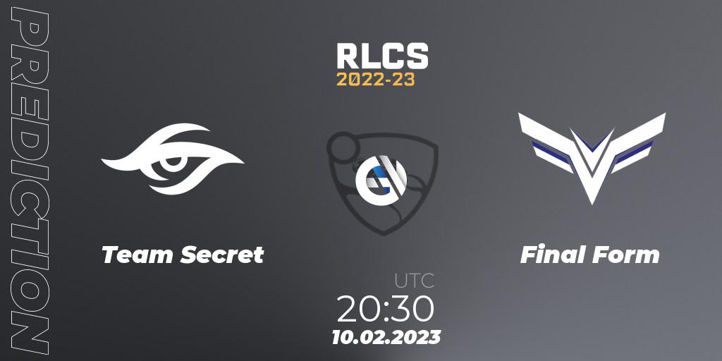 Prognoza Team Secret - Final Form. 10.02.2023 at 20:30, Rocket League, RLCS 2022-23 - Winter: South America Regional 2 - Winter Cup