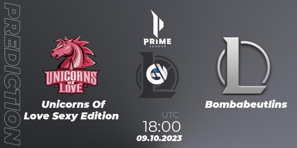 Prognoza Unicorns Of Love Sexy Edition - Bombabeutlins. 09.10.2023 at 18:00, LoL, Prime League Pokal 2023