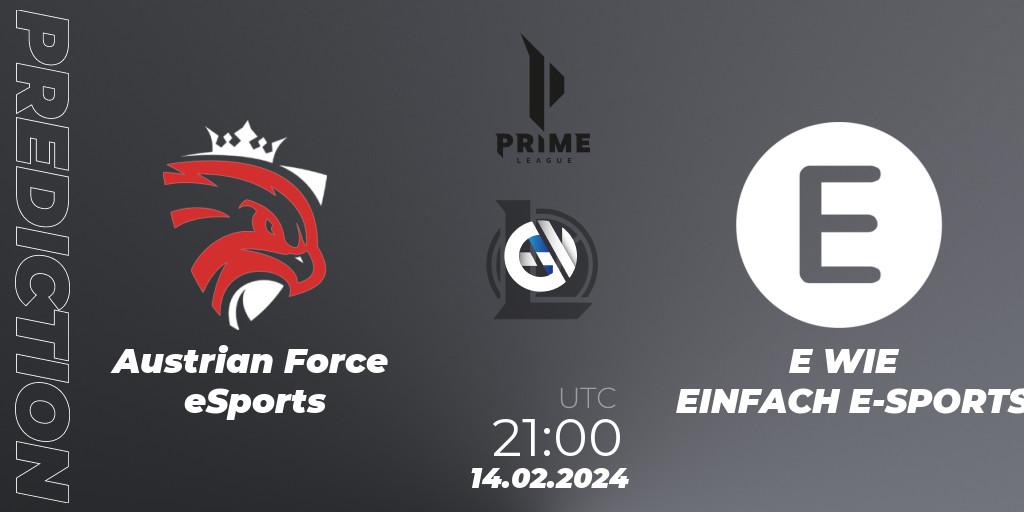 Prognoza Austrian Force eSports - E WIE EINFACH E-SPORTS. 14.02.24, LoL, Prime League Spring 2024 - Group Stage