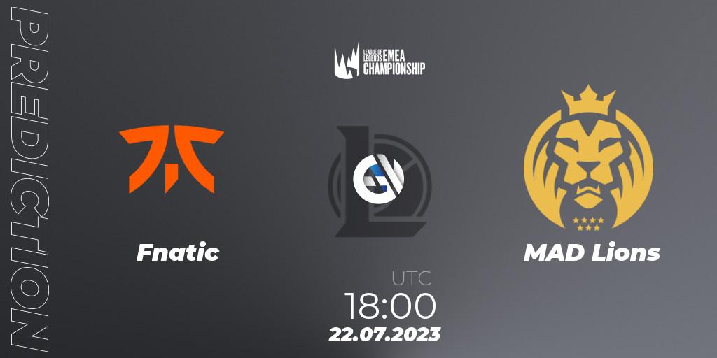 Prognoza Fnatic - MAD Lions. 22.07.2023 at 16:00, LoL, LEC Summer 2023 - Group Stage