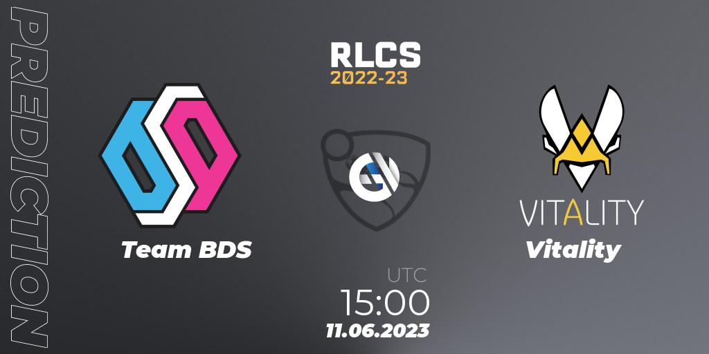 Prognoza Team BDS - Vitality. 11.06.2023 at 15:00, Rocket League, RLCS 2022-23 - Spring: Europe Regional 3 - Spring Invitational