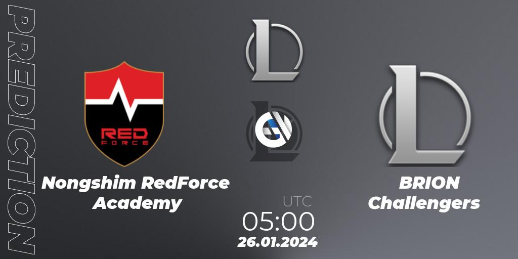 Prognoza Nongshim RedForce Academy - BRION Challengers. 26.01.2024 at 05:00, LoL, LCK Challengers League 2024 Spring - Group Stage