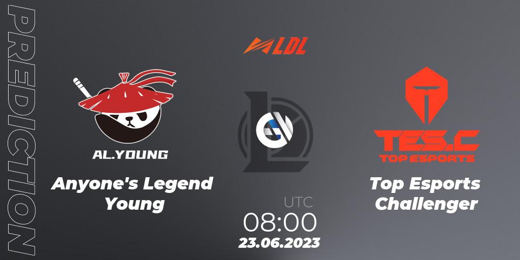 Prognoza Anyone's Legend Young - Top Esports Challenger. 23.06.2023 at 09:00, LoL, LDL 2023 - Regular Season - Stage 3