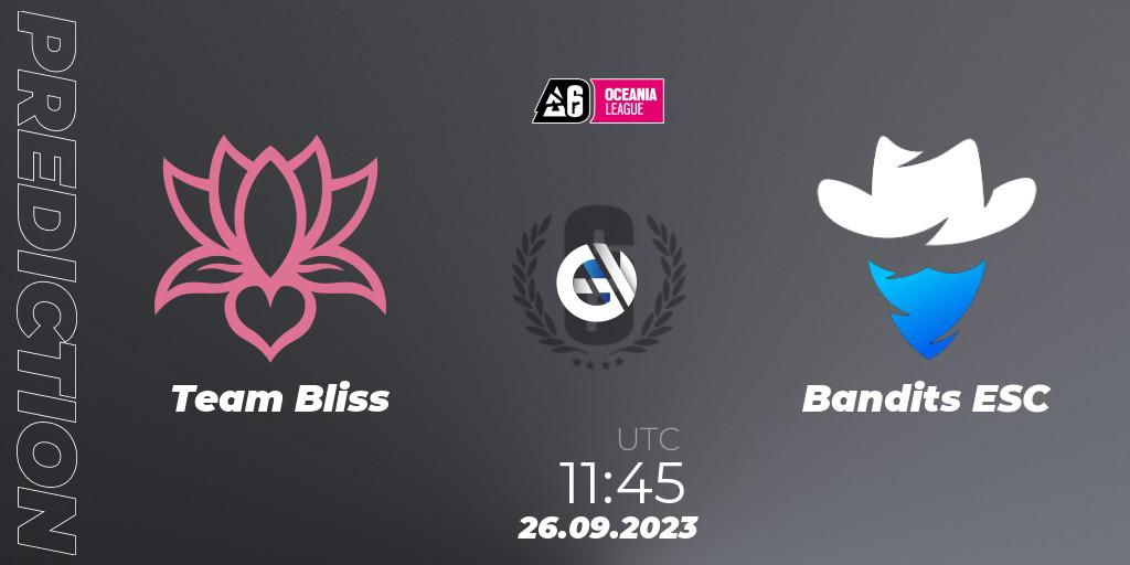 Prognoza Team Bliss - Bandits ESC. 26.09.2023 at 11:45, Rainbow Six, Oceania League 2023 - Stage 2