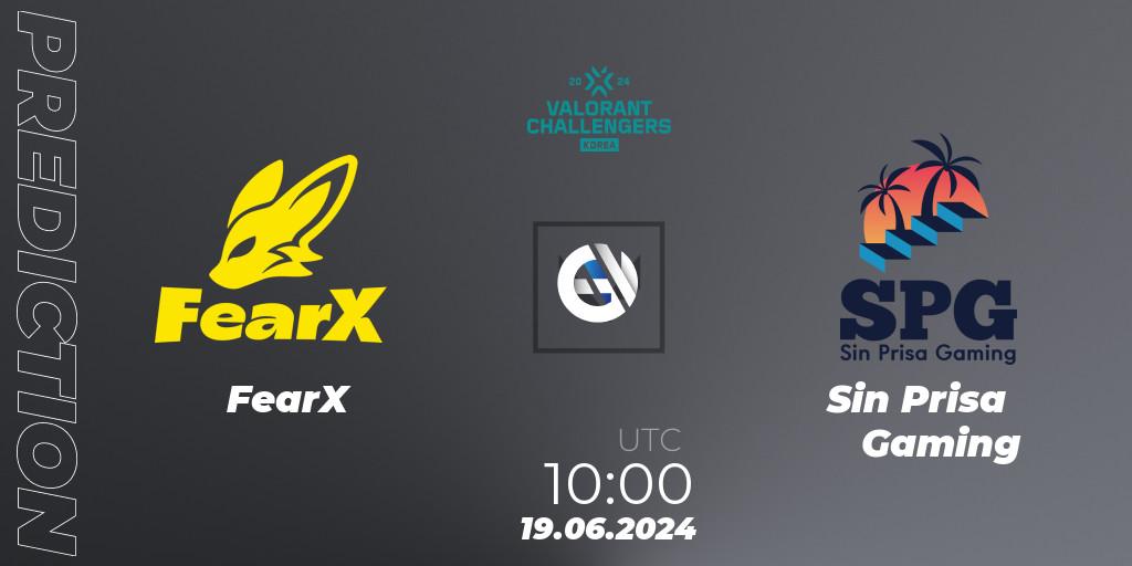 Prognoza FearX - Sin Prisa Gaming. 19.06.2024 at 09:00, VALORANT, VALORANT Challengers 2024 Korea: Split 2