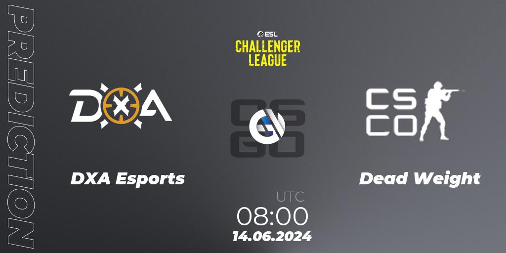 Prognoza DXA Esports - Dead Weight. 14.06.2024 at 09:45, Counter-Strike (CS2), ESL Challenger League Season 47 Relegation: Oceania