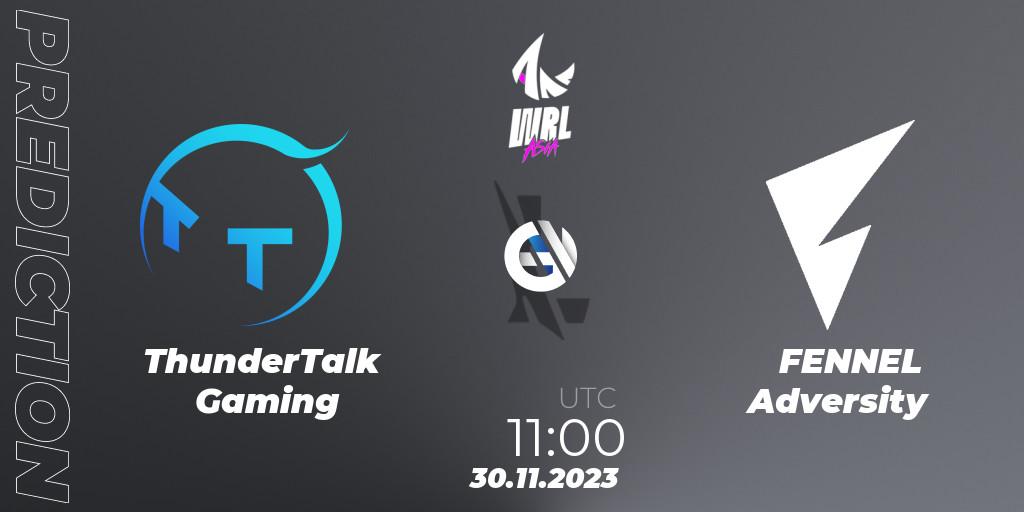 Prognoza ThunderTalk Gaming - FENNEL Adversity. 30.11.2023 at 11:00, Wild Rift, WRL Asia 2023 - Season 2 - Regular Season