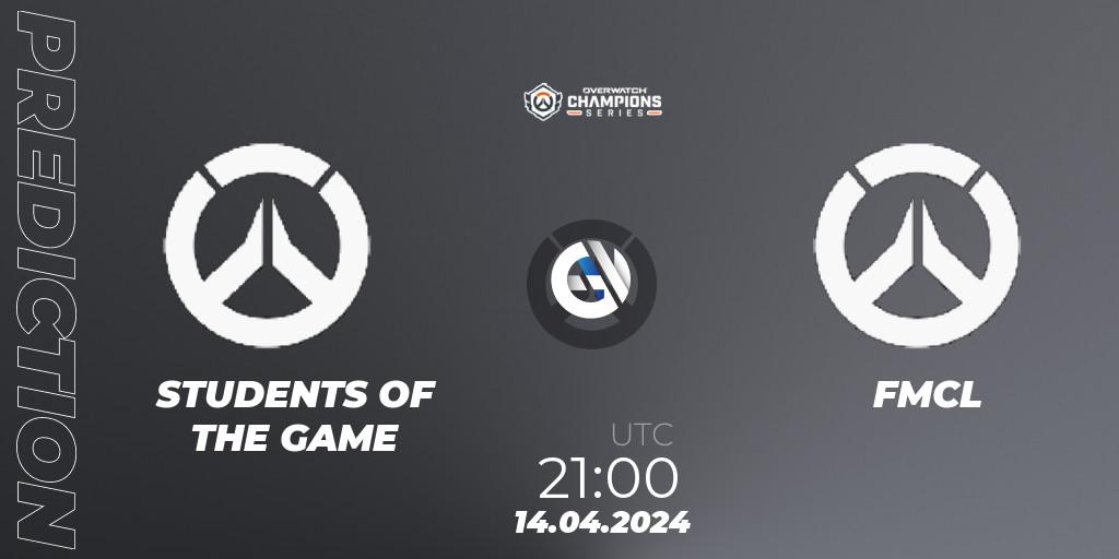 Prognoza STUDENTS OF THE GAME - FMCL. 14.04.2024 at 21:00, Overwatch, Overwatch Champions Series 2024 - North America Stage 2 Group Stage