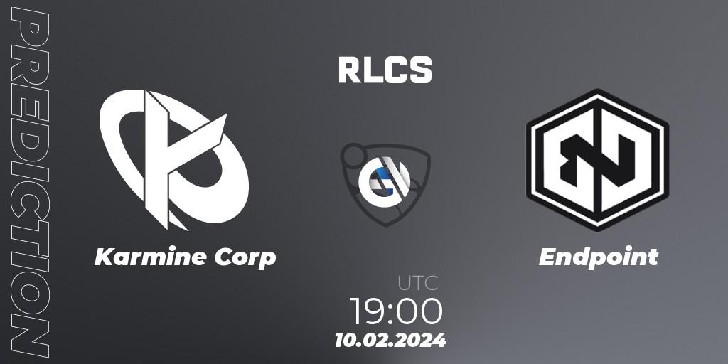 Prognoza Karmine Corp - Endpoint. 10.02.2024 at 19:00, Rocket League, RLCS 2024 - Major 1: Europe Open Qualifier 1