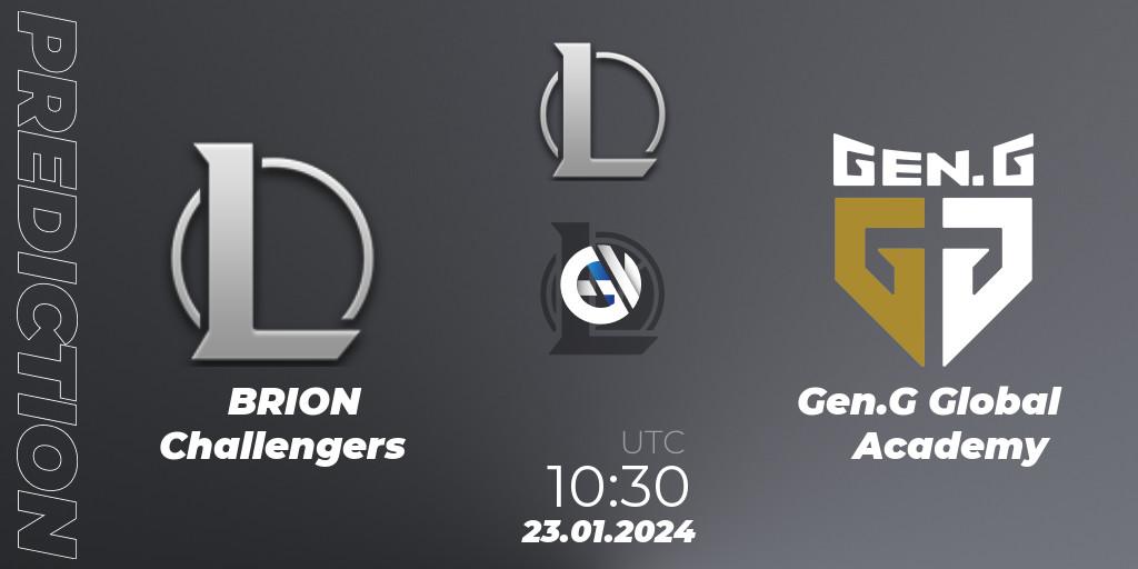 Prognoza BRION Challengers - Gen.G Global Academy. 23.01.2024 at 10:30, LoL, LCK Challengers League 2024 Spring - Group Stage