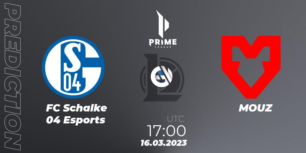 Prognoza FC Schalke 04 Esports - MOUZ. 16.03.23, LoL, Prime League Spring 2023 - Playoffs