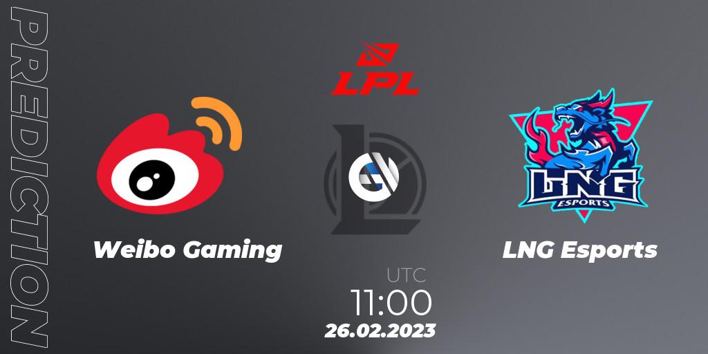 Prognoza Weibo Gaming - LNG Esports. 26.02.2023 at 12:00, LoL, LPL Spring 2023 - Group Stage