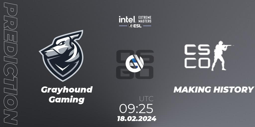 Prognoza Grayhound Gaming - MAKING HISTORY. 18.02.2024 at 09:25, Counter-Strike (CS2), Intel Extreme Masters Dallas 2024: Oceanic Open Qualifier #1