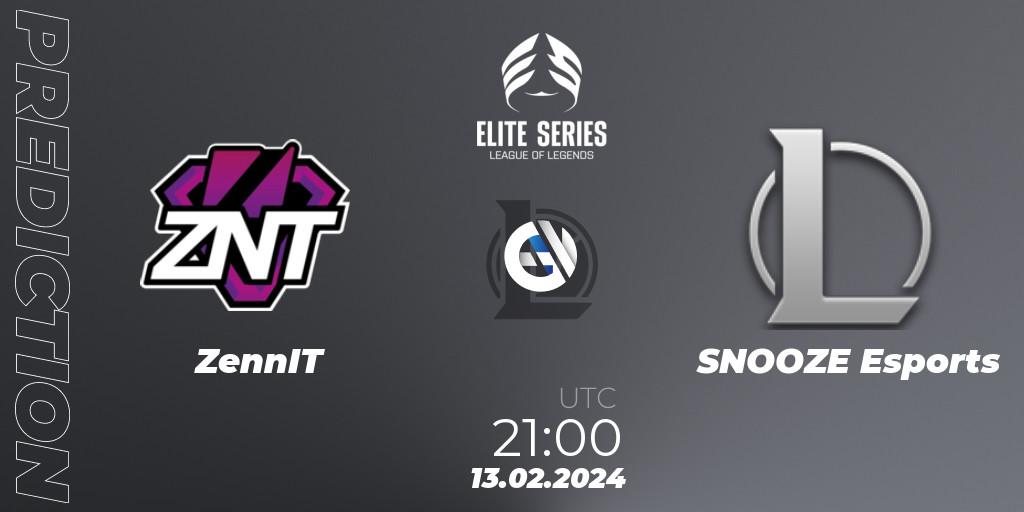 Prognoza ZennIT - SNOOZE Esports. 13.02.2024 at 21:00, LoL, Elite Series Spring 2024