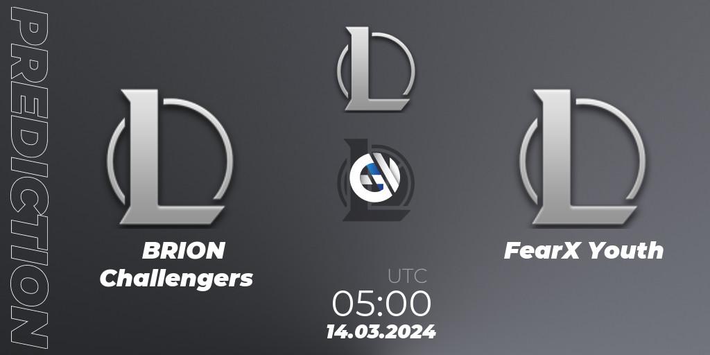 Prognoza BRION Challengers - FearX Youth. 14.03.2024 at 05:00, LoL, LCK Challengers League 2024 Spring - Group Stage