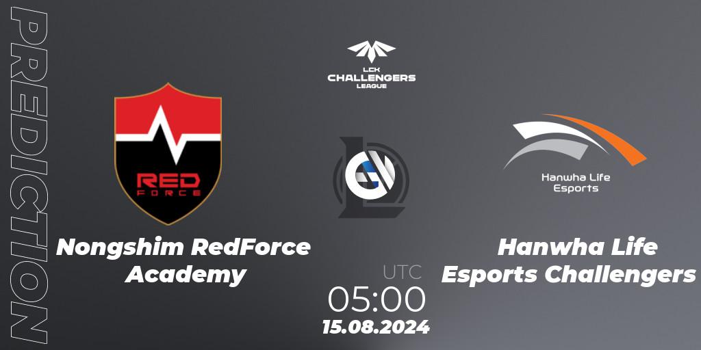 Prognoza Nongshim RedForce Academy - Hanwha Life Esports Challengers. 15.08.2024 at 05:00, LoL, LCK Challengers League 2024 Summer - Group Stage