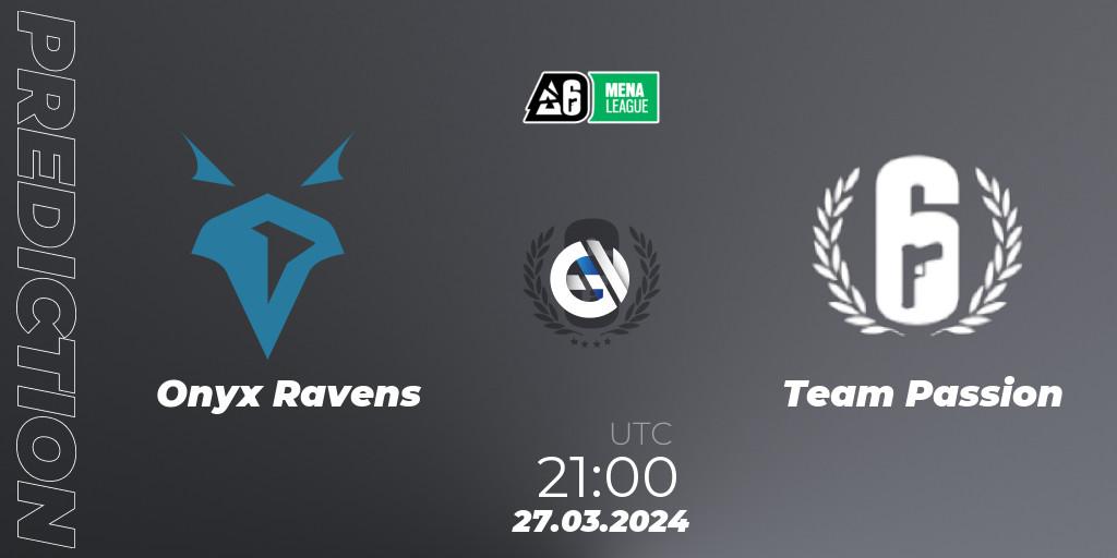 Prognoza Onyx Ravens - Team Passion. 27.03.2024 at 21:00, Rainbow Six, MENA League 2024 - Stage 1