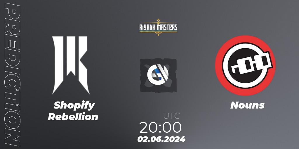 Prognoza Shopify Rebellion - Nouns. 02.06.2024 at 20:20, Dota 2, Riyadh Masters 2024: North America Closed Qualifier