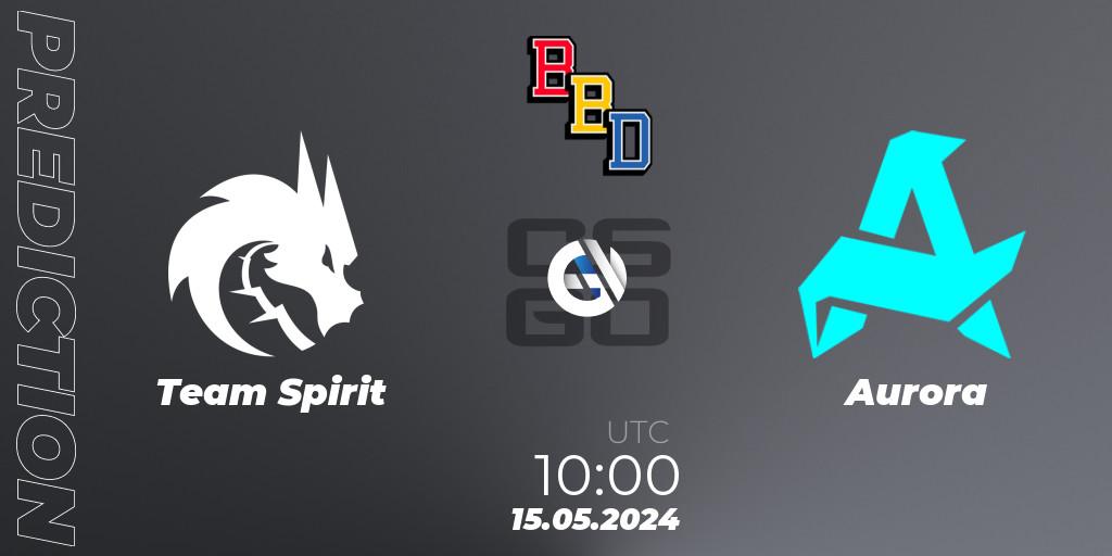 Prognoza Team Spirit - Aurora. 15.05.2024 at 10:00, Counter-Strike (CS2), BetBoom Dacha Belgrade 2024