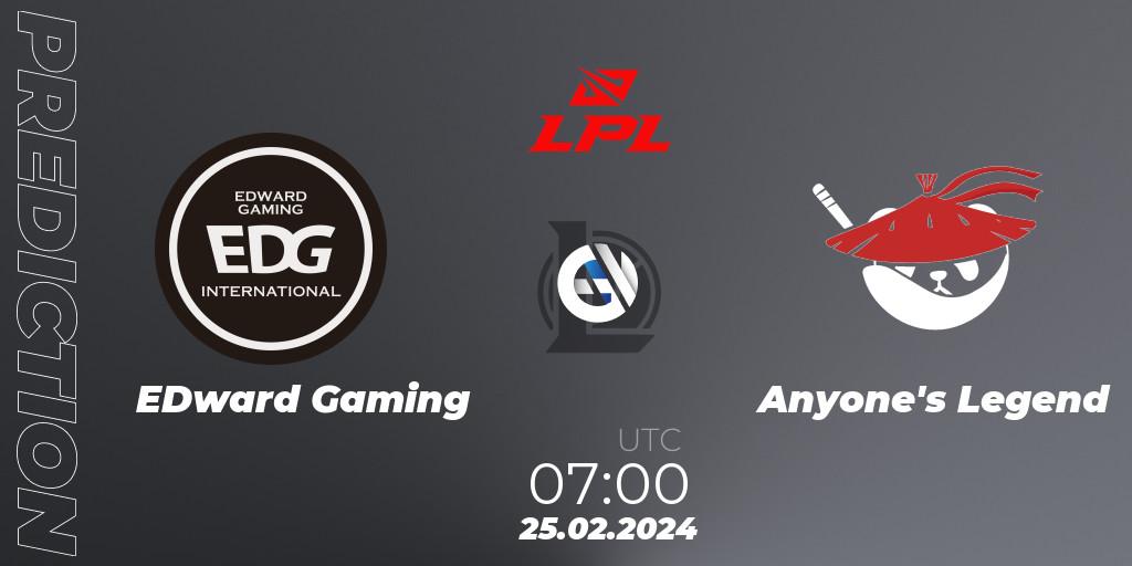 Prognoza EDward Gaming - Anyone's Legend. 25.02.24, LoL, LPL Spring 2024 - Group Stage