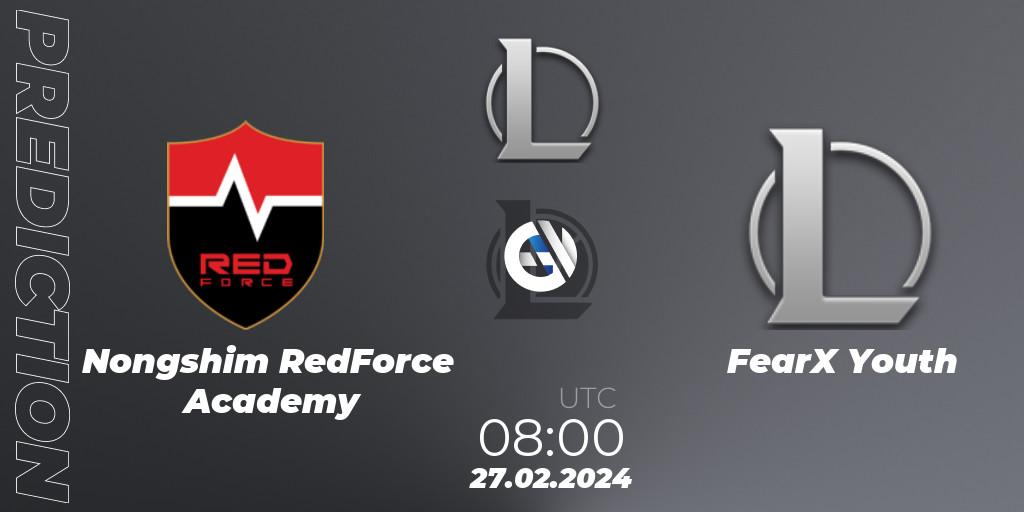 Prognoza Nongshim RedForce Academy - FearX Youth. 27.02.2024 at 08:00, LoL, LCK Challengers League 2024 Spring - Group Stage